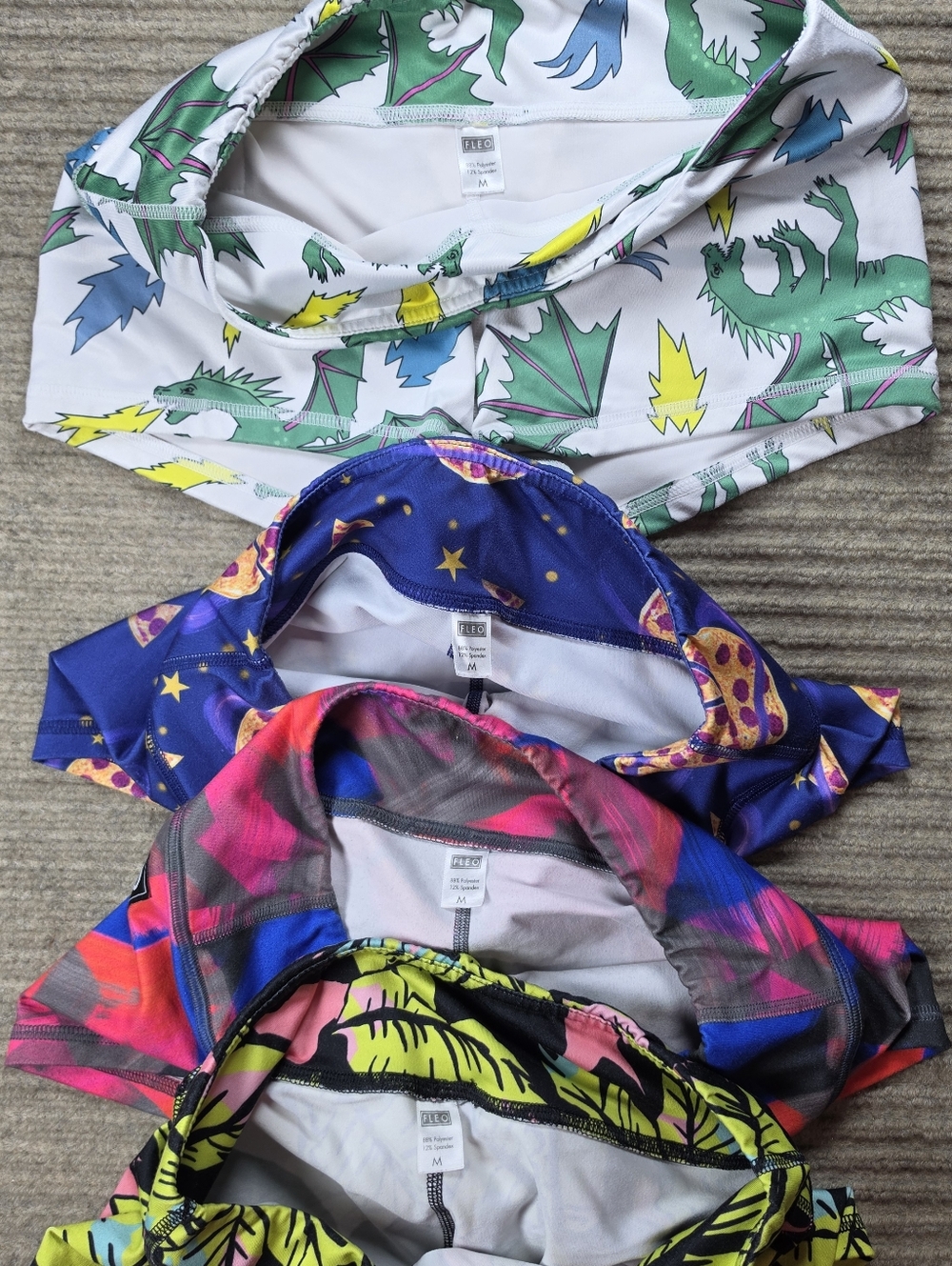 FLEO Lot Of 4 Bold Wild Spandex Workout Booty Shorts Cross Fit Sz Med - Picture 7 of 12